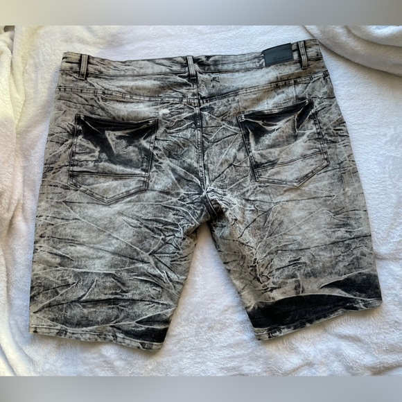 Sp Essentials Men's Stretch Black Grey Chino Acid Wash Shorts Size 48 - Picture 6 of 6